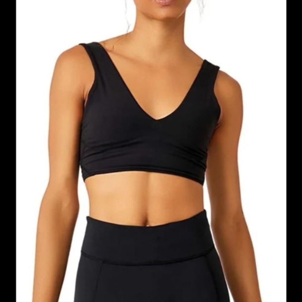 Free People Never Better Black Crop V-Neck Tank NWT